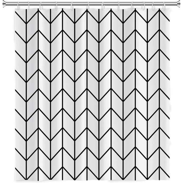 Duschdraperi i Herringbone-tyg - Modern Abstrakt Badrumsinredning