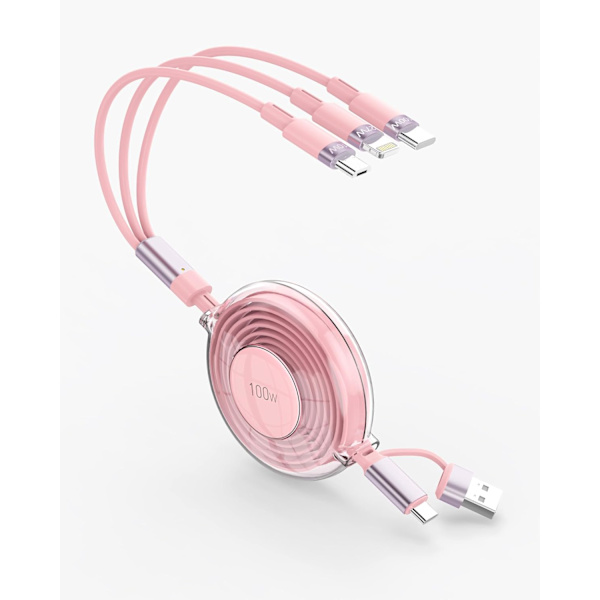 2025 Seneste Model 100 W USB C Multi USB-kabel, 3 i 2 USB-kabel, Udtrækkeligt Hurtigt USB iPhone-ladekabel, Multiple Micro USB Type C iPh