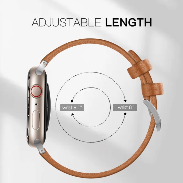 Läderband Kompatibelt med Apple Watch 45mm 42mm 44mm Gold Brown 42/44/45 mm