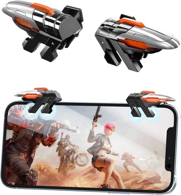 2025 Seneste Model til Mobil Gaming Trigger, Seks-Finger Forbindelse Spilcontroller til iPhone & Android Telefoner, Mekanisk Sort Design Spil