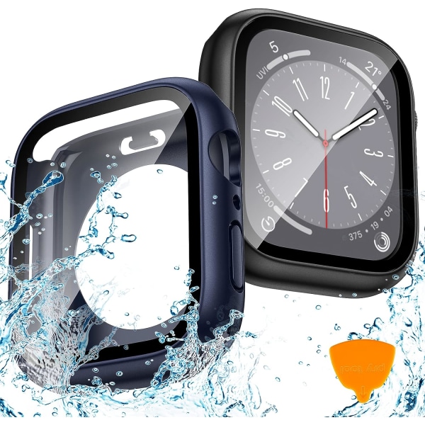 2-pack vattentätt Apple Watch-fodral för SE/Series Black+Blue (Matte) 40mm