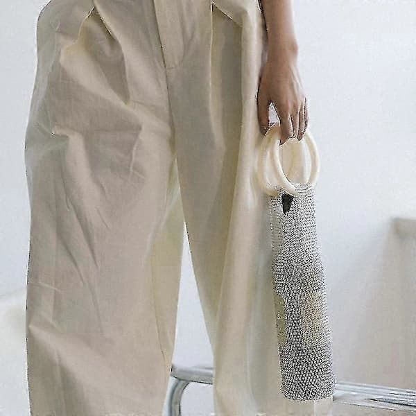 Skinnende diamant-rhinestone vinpose elastisk netting solid håndtak bryllupsgaver - god hvit