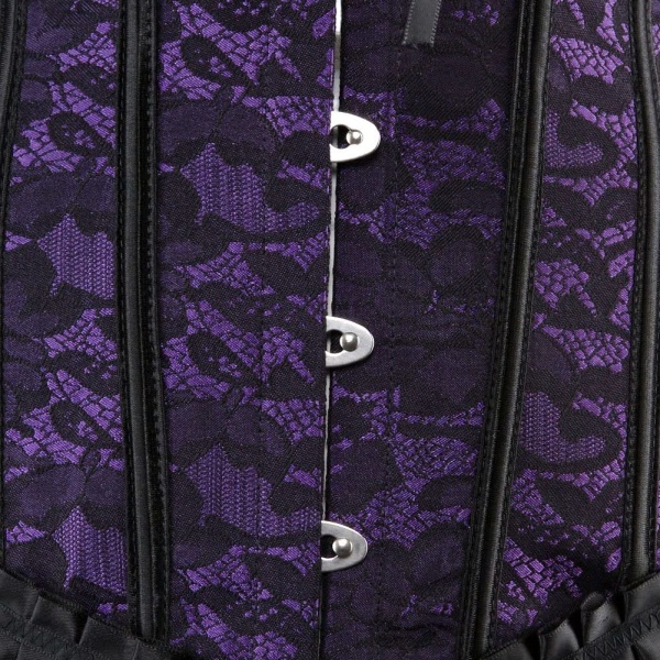 Korsetter för kvinnor Blommig Overbust Korsett Bustier Underkläder Purple 2805 S