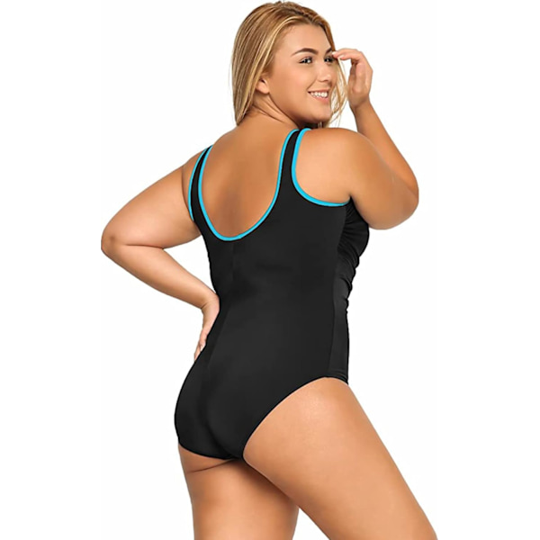 Baddräkt för dam, plus size, magkontroll, dragkedja fram, badkläder, flerfärgad #3, 16 Plus