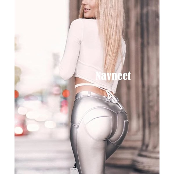 2025 Senaste Modell Dam Faux Läderbyxor Hög Midja PU Leggings Sexiga Konstläder Leggings Casual Push Up Tights