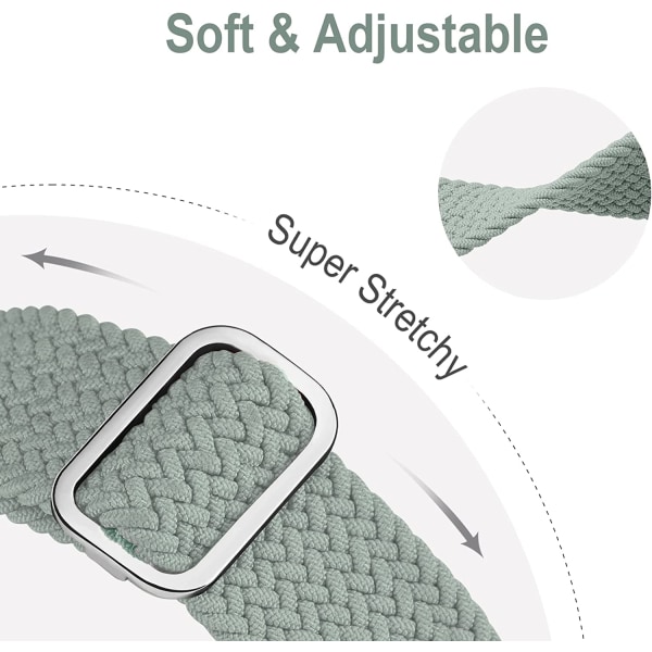 Flätad Solo Loop kompatibel med Apple Watch Band 38 mm Light Green 38/40/41mm