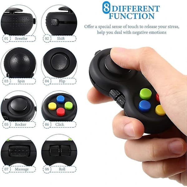 Fidget Pad Fidget Controller Stressreducer Spel Fidget Controller Stress Fidget Pad Svart Fidget Hand Pad Gummierad Fidget Controller För Att Frigöra