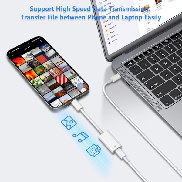 Högkvalitativ, helt ny USB C till Lightning Hörlursljudadapter för iPhone 16 15 Plus Pro Max med Laddning och Data, Typ C Hane till F