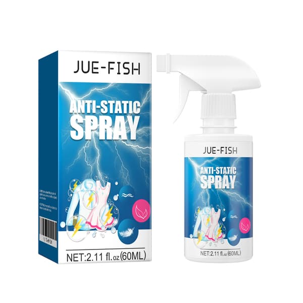 Antistatisk spray til tøj, tæpper og hår – Langvarig statisk fjerner til trøjer, dunjakker, tæpper, 60 ml
