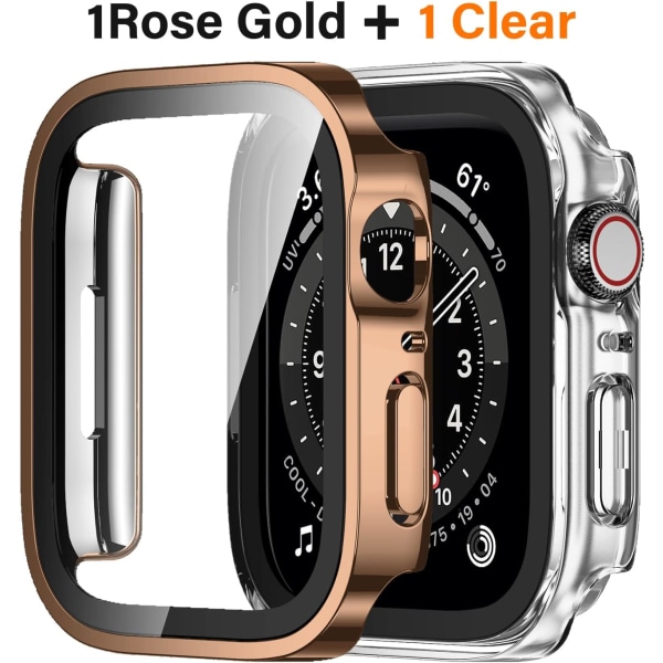 2-pack kompatibel med Apple Watch case 40 mm Rose Gold/Clear 40mm