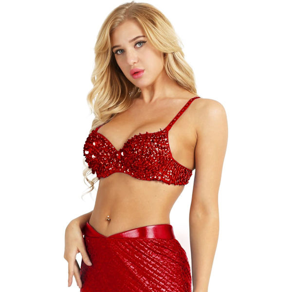 2025 Senaste Modell Dam Sexig Glittrig Paljett Bustier Korsett Pärlbroderad Vadderad BH Topp Clubwear S-L