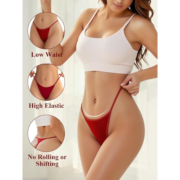 2025 Senaste Modell Bomullsstringtrosor för Kvinnor G-String Andningsbara Underkläder Låg Midja T-back Trosor Bekväm Stretch 6-pack A-6 Pack