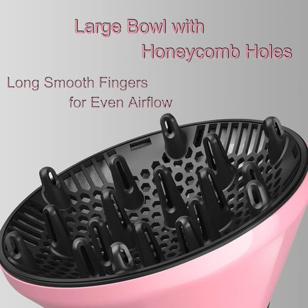 2025 Seneste Model Universal Hår Diffuser Adaptabel Hårtørrer Tilbehør til Hårtørrer Dyser fra 1,7 til 2,2 tommer Diameter (Pink) Pi