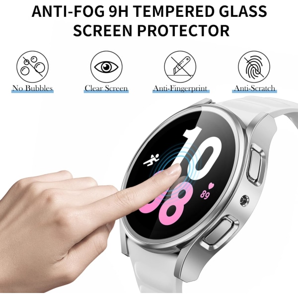 [5+4Pack] för Samsung Galaxy Watch 5/4 skärmskydd och case