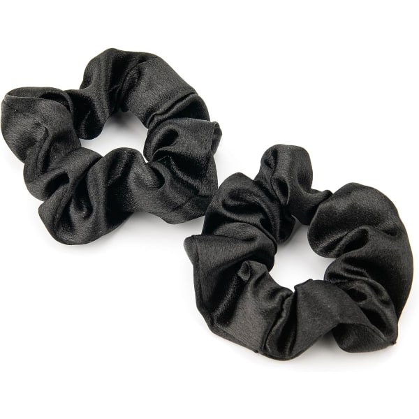 Soft Silk Scrunchies för kvinnor - Håraccessoarer i svart