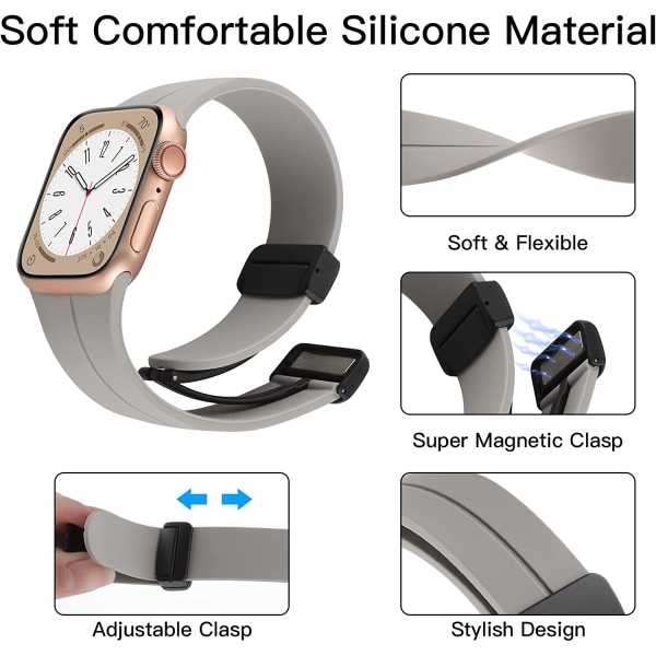 Silikon sportband kompatibelt med Apple Watch 38mm 40mm Stone 42mm/44mm/45mm/49mm