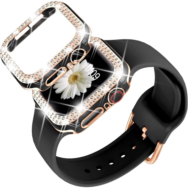 Kompatibel för Apple Watch Band med Glitter Bumper Case, kvinnor