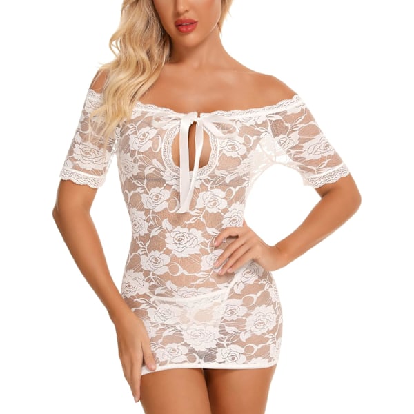 2025 Senaste Modell Dam Sexiga Underkläder Blommig Spets Babydoll Genomskinlig Chemise Nattlinne Underkläder S_XXL