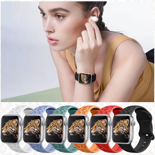 6-pack leopardgraverade band kompatibla med Apple Watch 6pcs 9 42mm/44mm/45mm/49mm