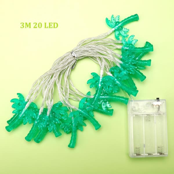 -palm tree string, 3 m, 20 LED, 3D crystal, green palm trees, battery-operated light string, summer string for Hawaiian party, summer parties, beach