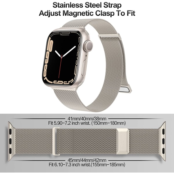 Kompatibel med Apple Watch Band 42mm 44mm 45mm 49mm 38mm Starlight 49mm/45mm/44mm/42mm