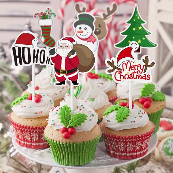 72 STK Jule Cupcake Toppere Kagepynt