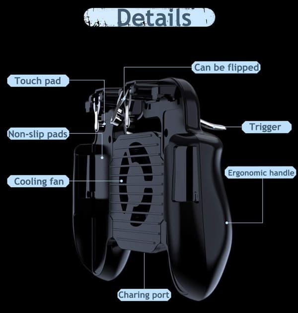 2025 Seneste Model PUBG Mobilspil Controller til Telefon iOS, Android Gaming Controller Køleventilator, Telefon Gaming Trigger til Pubg Fortnite/R