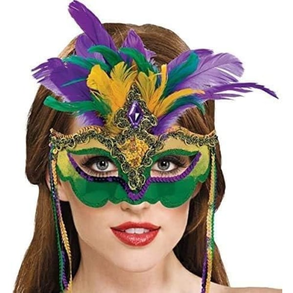 2025 Senaste Modell Mardi Gras Paljettfjädrar Mask Maskeradmasker för Venetiansk Karneval Kvinnor (Stil C)