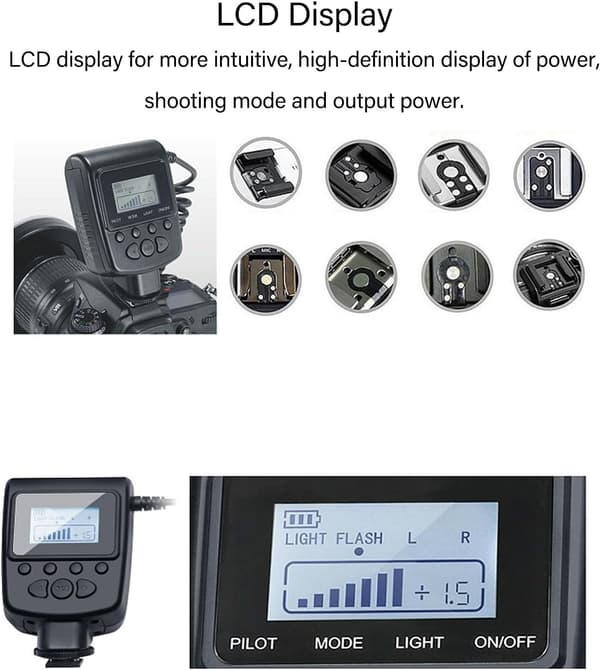 2025 Seneste Model LED Makro Ring Blitzlys, 48 LED Ringe Lys med LCD-display, Makro Ringe Lys med Strømstyringsadapter til DSLR
