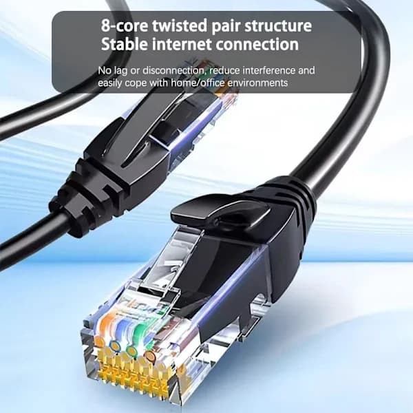 6 Ethernetkabel til LAN-netværk - RJ45 Kompatibel med router og modem sort sort 1 m