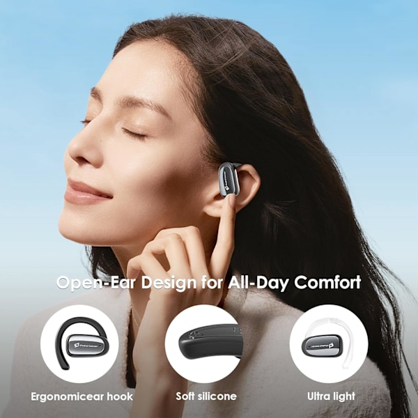 Högkvalitativa helt nya Open Ear Bluetooth 5.4 Hörlurar med Öronkrok, 36 timmars Speltid, Trådlösa Stereoljud Hörlurar, Ultralätta Op