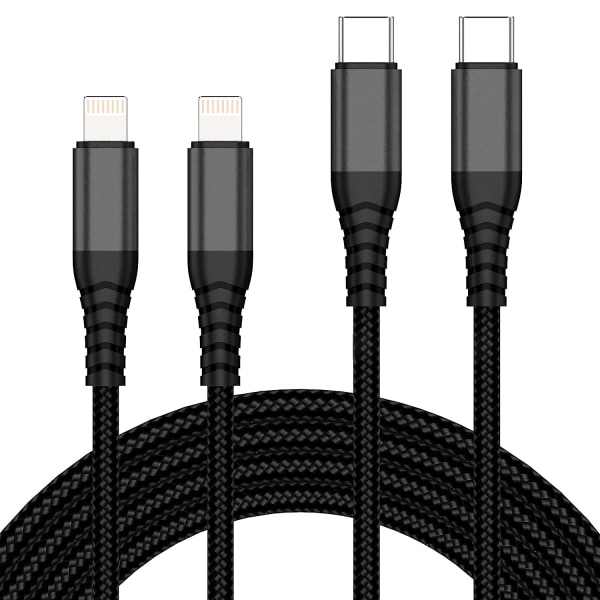 USB C till Lightning-kabel, 6Ft+9Ft [Mfi-certifierad] 20W