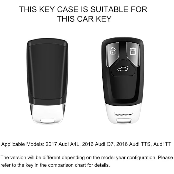 för Audi Nyckelfodral, Premium Mjuk TPU 360 Graders Fullständigt Skydd Nyckelfodral Tillbehör Kompatibla med Audi A4 Q7 Q5 TT A3 A6 SQ
