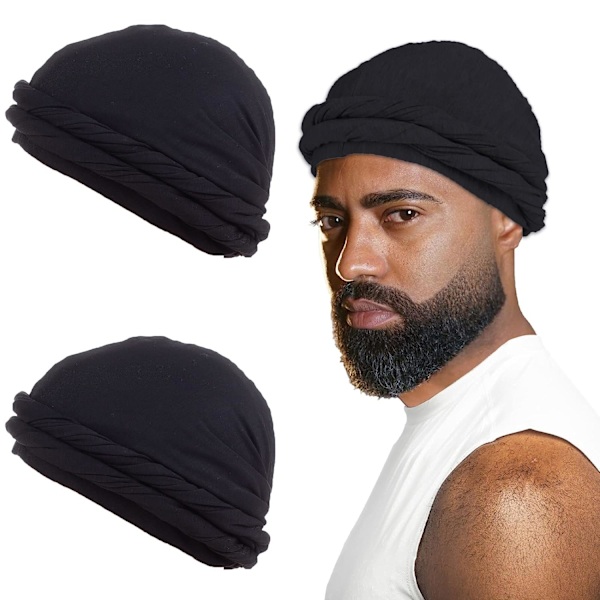 2 st Halo Turban för Män Stretch Durag Turban med Twist 2pcs 9