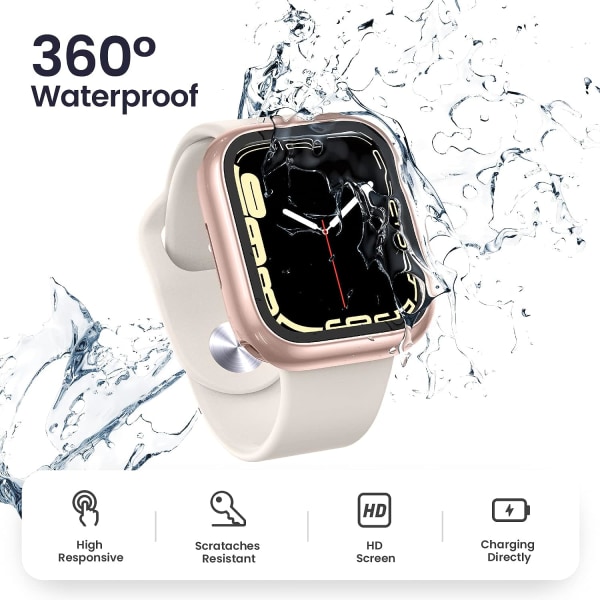 [2 i 1] för vattentät Apple Watch -skärm Rosegold 41mm