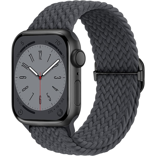 Flätad Solo Loop kompatibel med Apple Watch Band 38 mm Dark Grey 42/44/45/49mm