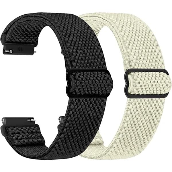 Elastisk nylon quick-release urrem - Rembredde: 18 mm, sort og hvid farveskema