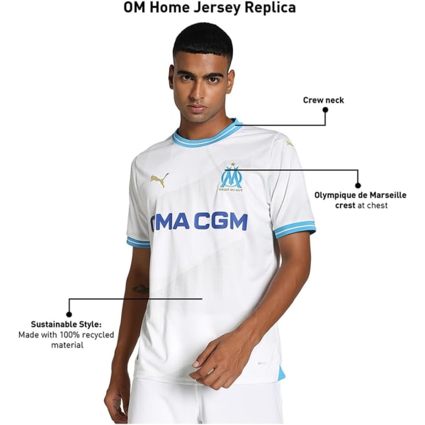 Olympique de Marseille t-shirt kopia i unisex