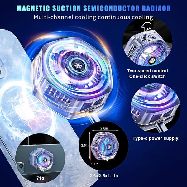 2025 Seneste Model Telefonkøler til Gaming Streaming Radiator Køleventilator med LED-display Halvleder Køling til iPhone Android Kompatibel