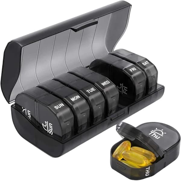 Ukentlig doseboks med to rom og etui 162