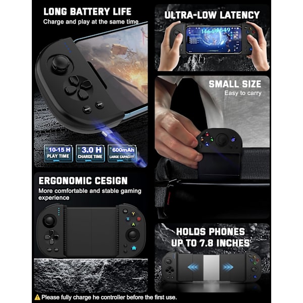 2025 Seneste Model Telefon Controller til iPhone, Android, trådløs Game Joystick med Hall Effect Joystick/Turbo, Gaming Controller til iPho
