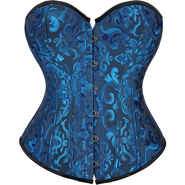 Kvinnors Bustier Korsett Topp Sexig Underkläder Set Svart Satin Black Blue M