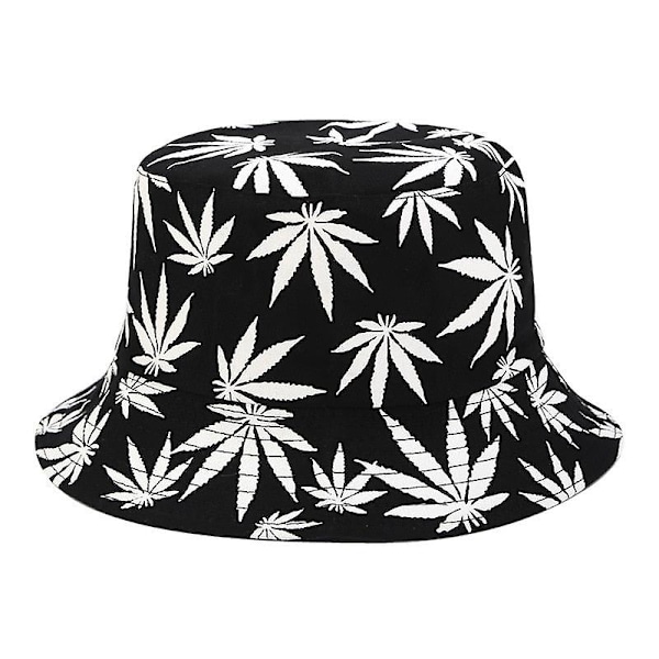 2025 Senaste Modell Panama Bladtryck Bucket Hat Hip Hop Fiskehatt Utomhus Sommar Casual Bomulls Bucket Keps Svart med Grön