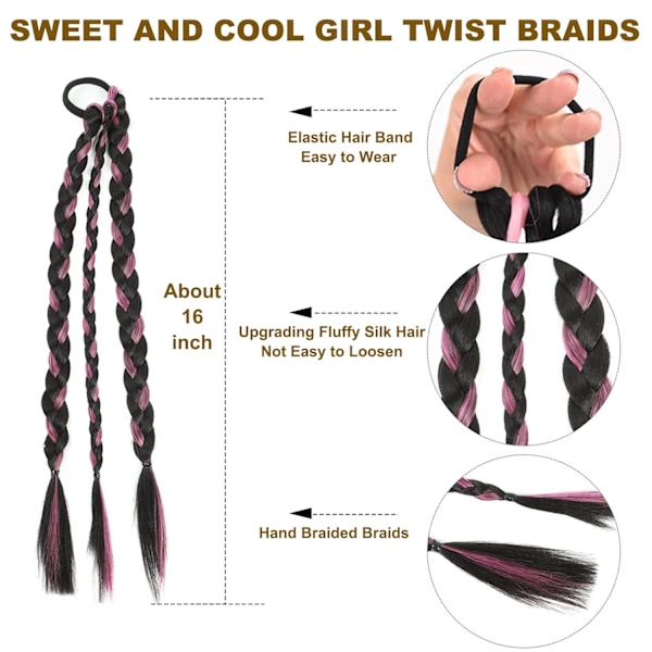 2025 Senaste Modell Box Braids Peruker Hästsvans Lekfull och Söt Simulation Syntetisk Box Braid Hästsvansförlängningar Box Braids Wrap Ar