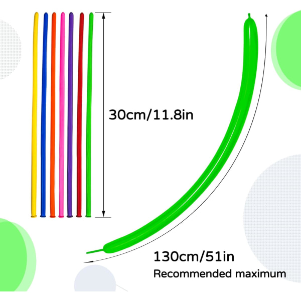 260 Långa Ballonger för Ballongdjur, 100st Vridbara Ballonger för