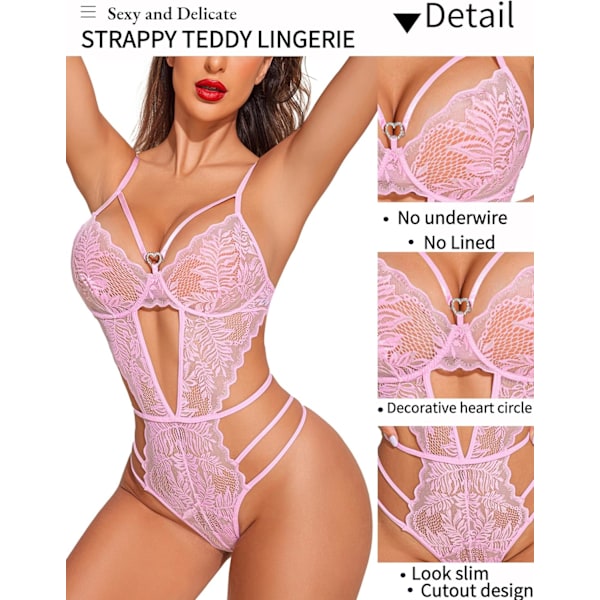 2025 Senaste Modellen Teddy Underkläder för Kvinnor Djup V Underkläder Body Sexig Spets One Piece Babydoll