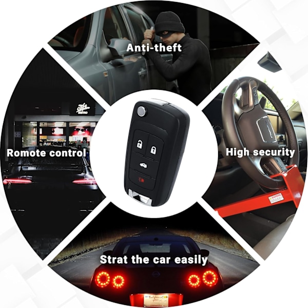 Nyckellös Fjärrkontroll Nyckel Fob Flip Vikbar 4 Knappars Bildörrlås Säkerhetslarmsystem Ersättning för Chevy 2010-2016 Cam