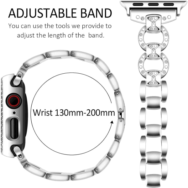 Kompatibel med Apple Watch Armband 40mm 44mm med Strassskydd