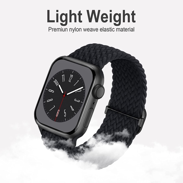 Flätat Solo Loop-kompatibelt armband till Apple Watch 38 mm Black/Navy Blue 38mm/40mm/41mm