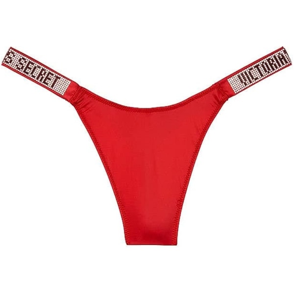 Shine Strap Thong Underkläder för kvinnor, mycket sexig kollektion Lipstick Red XXL